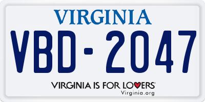 VA license plate VBD2047