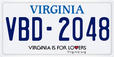 VA license plate VBD2048