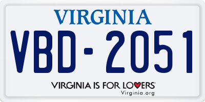 VA license plate VBD2051