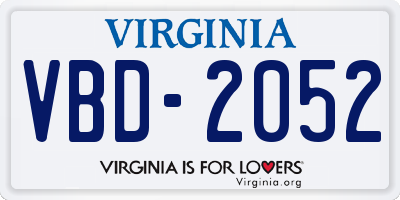 VA license plate VBD2052