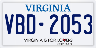 VA license plate VBD2053
