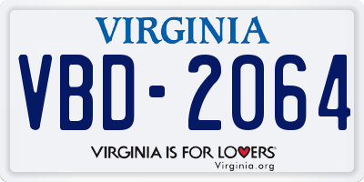 VA license plate VBD2064