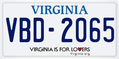 VA license plate VBD2065