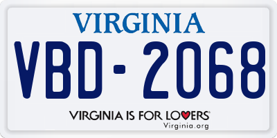 VA license plate VBD2068