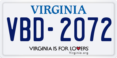 VA license plate VBD2072