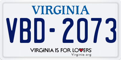 VA license plate VBD2073