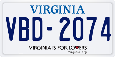 VA license plate VBD2074