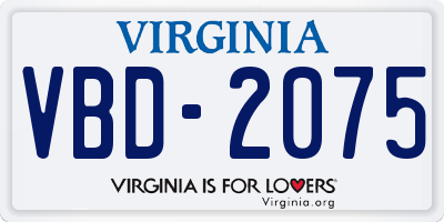 VA license plate VBD2075