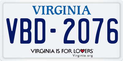 VA license plate VBD2076