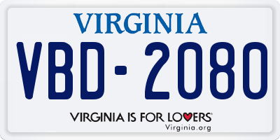 VA license plate VBD2080