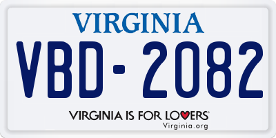 VA license plate VBD2082