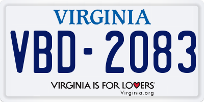 VA license plate VBD2083