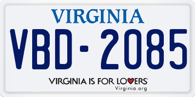 VA license plate VBD2085