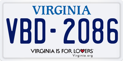 VA license plate VBD2086