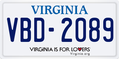 VA license plate VBD2089