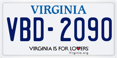 VA license plate VBD2090