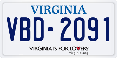 VA license plate VBD2091