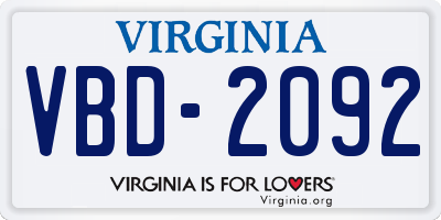 VA license plate VBD2092
