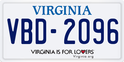 VA license plate VBD2096