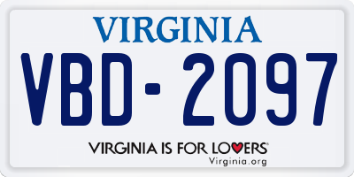 VA license plate VBD2097