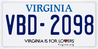 VA license plate VBD2098