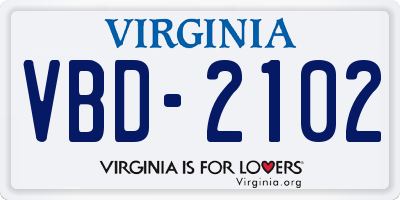 VA license plate VBD2102