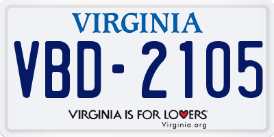 VA license plate VBD2105