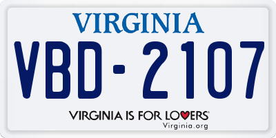 VA license plate VBD2107