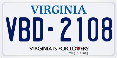 VA license plate VBD2108