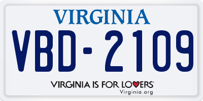 VA license plate VBD2109