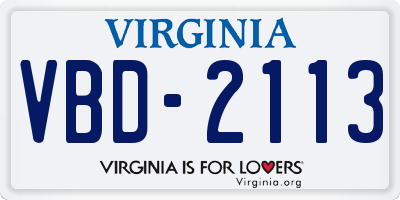 VA license plate VBD2113