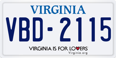 VA license plate VBD2115
