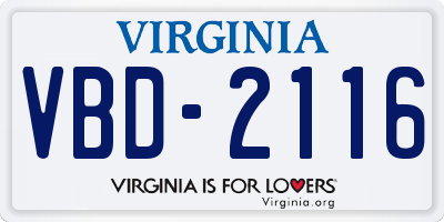 VA license plate VBD2116