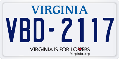 VA license plate VBD2117