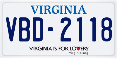 VA license plate VBD2118