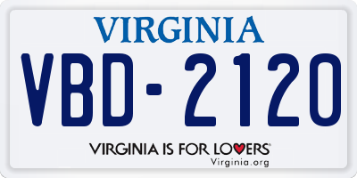 VA license plate VBD2120