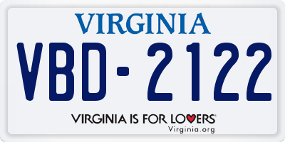 VA license plate VBD2122