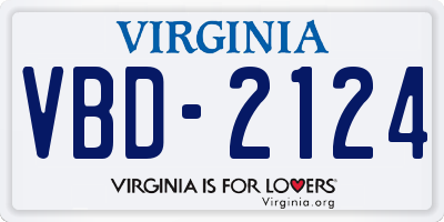 VA license plate VBD2124