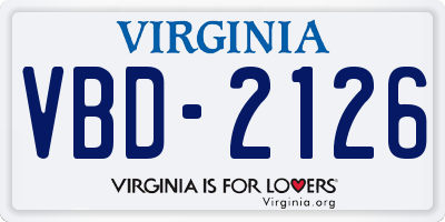 VA license plate VBD2126