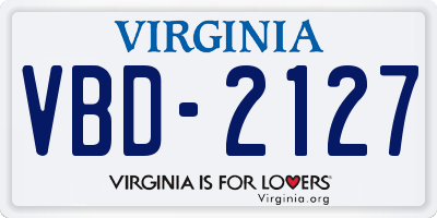 VA license plate VBD2127
