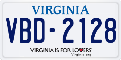 VA license plate VBD2128