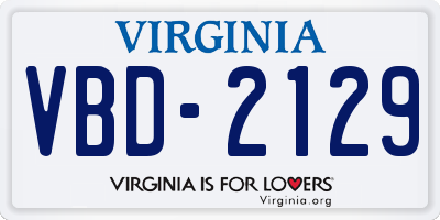 VA license plate VBD2129
