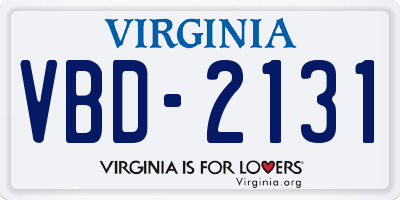 VA license plate VBD2131