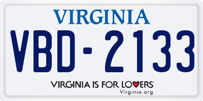 VA license plate VBD2133