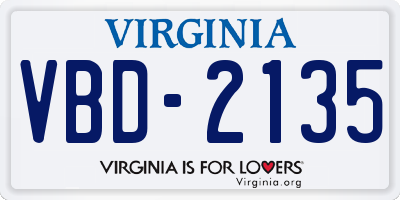 VA license plate VBD2135