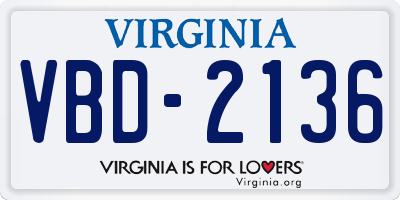 VA license plate VBD2136