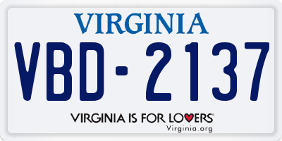 VA license plate VBD2137