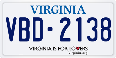 VA license plate VBD2138