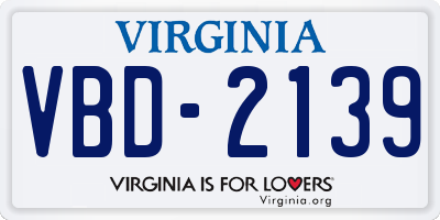 VA license plate VBD2139