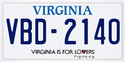 VA license plate VBD2140